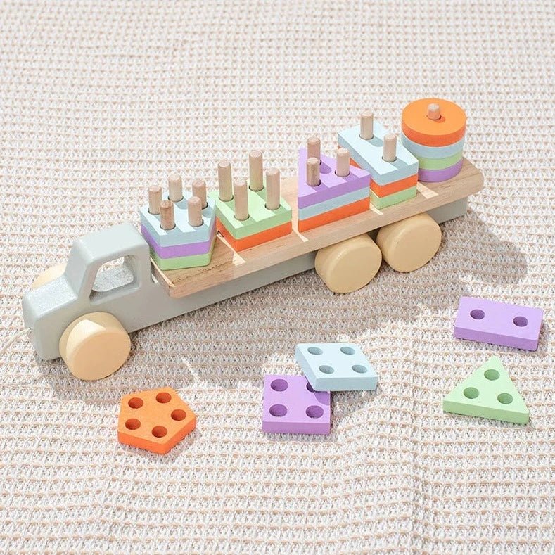 Wooden Montessori Truck and Trailer Toys - Oliver & Company Montessori Toys