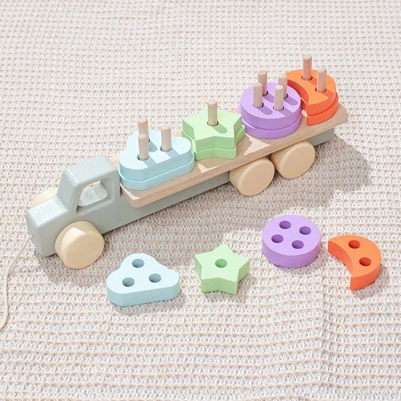 Wooden Montessori Truck and Trailer Toys - Oliver & Company Montessori Toys