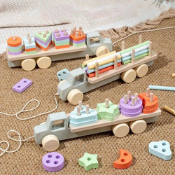 Wooden Montessori Truck and Trailer Toys - Oliver & Company Montessori Toys