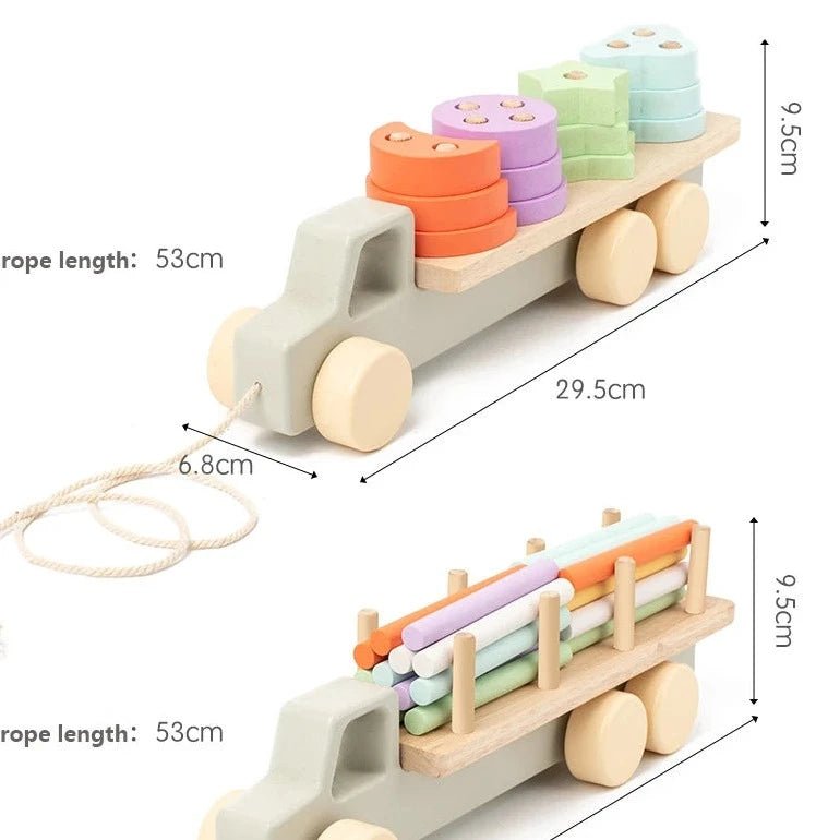 Wooden Montessori Truck and Trailer Toys - Oliver & Company Montessori Toys