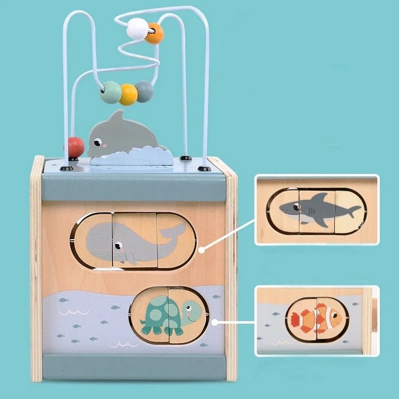 Wooden Ocean Activity Cube - Oliver & Company Montessori Toys