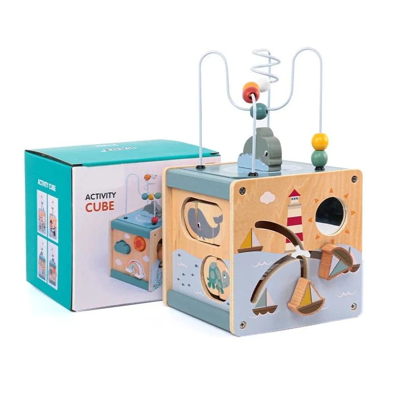 Wooden Ocean Activity Cube - Oliver & Company Montessori Toys