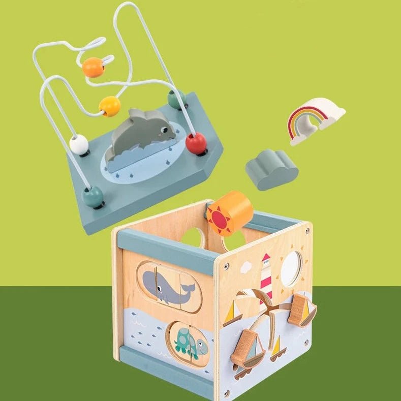 Wooden Ocean Activity Cube - Oliver & Company Montessori Toys