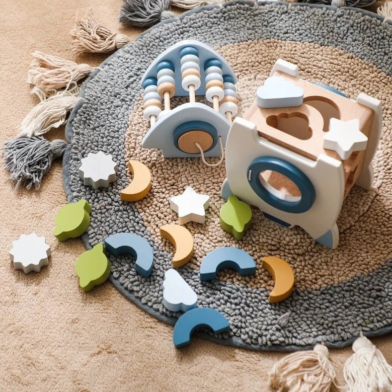 Wooden Rocket 5-in-1 Montessori Toy Set - Oliver & Company Montessori Toys