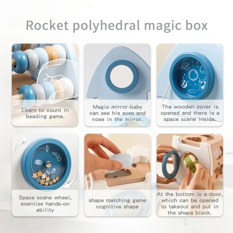 Wooden Rocket 5-in-1 Montessori Toy Set - Oliver & Company Montessori Toys