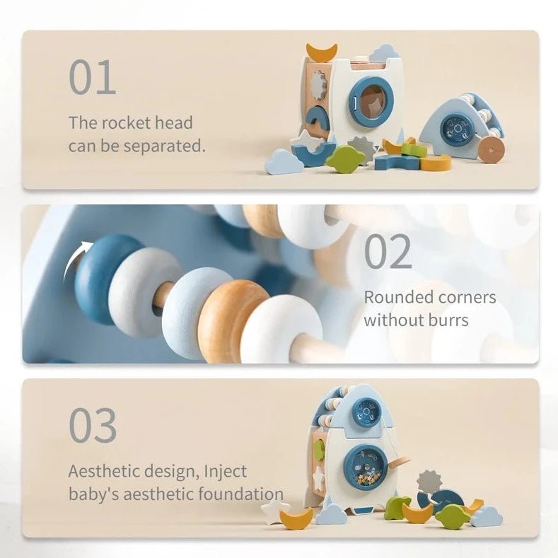 Wooden Rocket 5-in-1 Montessori Toy Set - Oliver & Company Montessori Toys