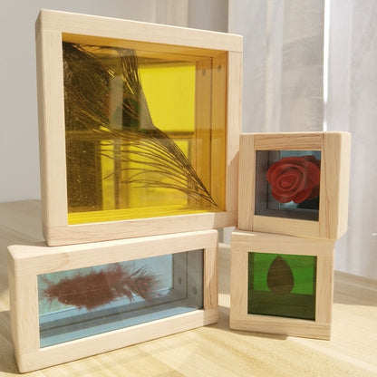 Wooden Rainbow Sensory Treasure Blocks