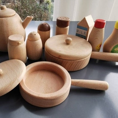 Montessori Natural Wooden Kitchen Toy Set