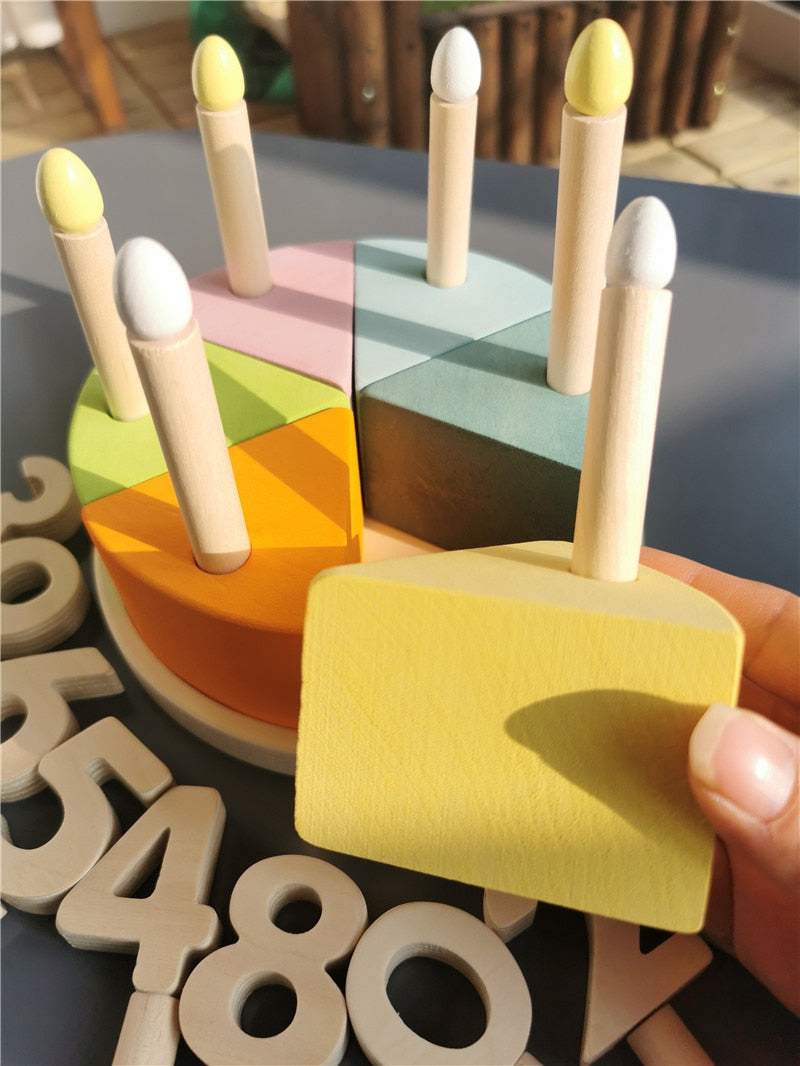 Montessori Wooden Toys - Sorting Cups w/Beads, Popsicles, Waffles, Birthday Cake w/Candles, Magnifier - Oliver & Company Toys