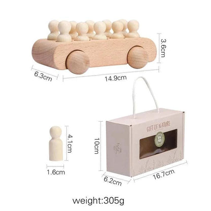 Montessori Wooden Peg doll bus product dimensions