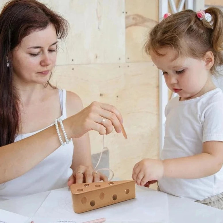 Montessori Wooden Cheese Threading Toy
