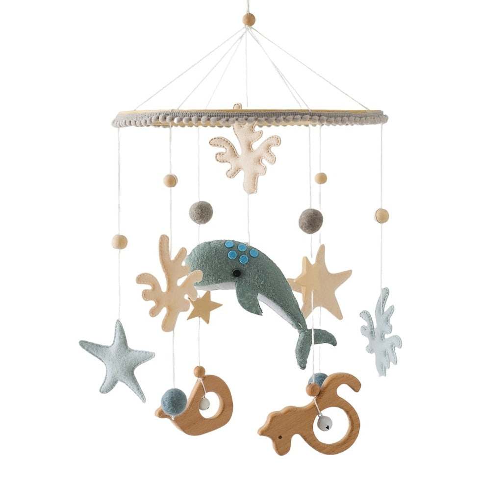 0-12 Months Baby Wooden Whale Crib Mobile