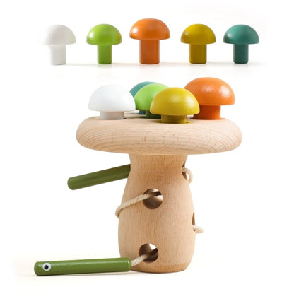 Wooden Montessori Mushroom Threading Game